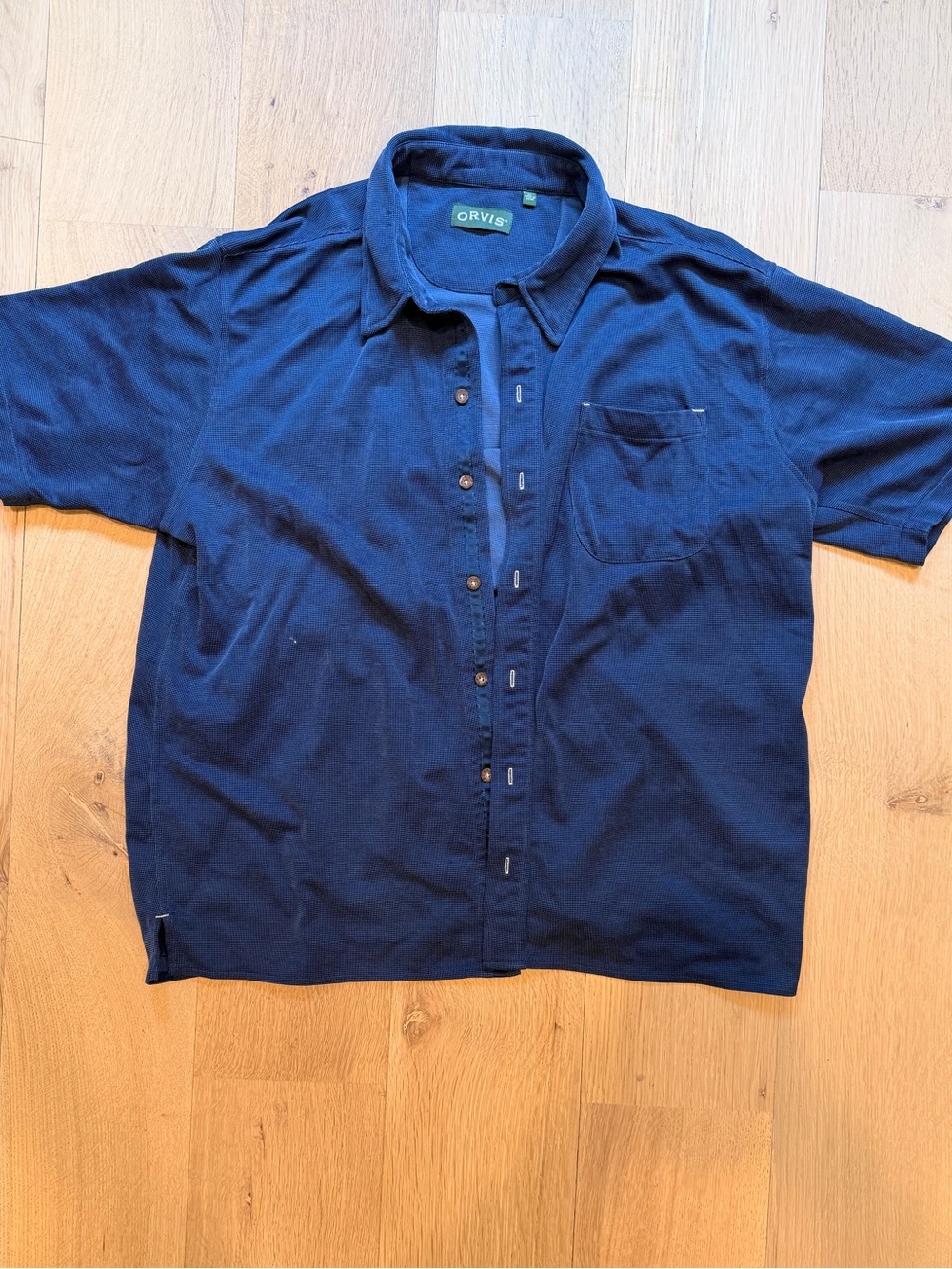 Orvis Blue Short Sleeve Button Front Shirt XL Lyocell Blend